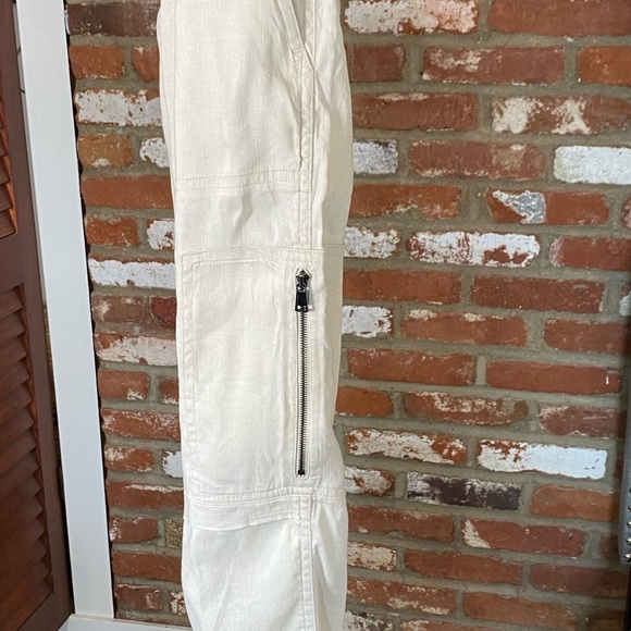 VINCE Ivory Linen Blend Cargo Jogger Trouser Pants - Picture 4 of 9